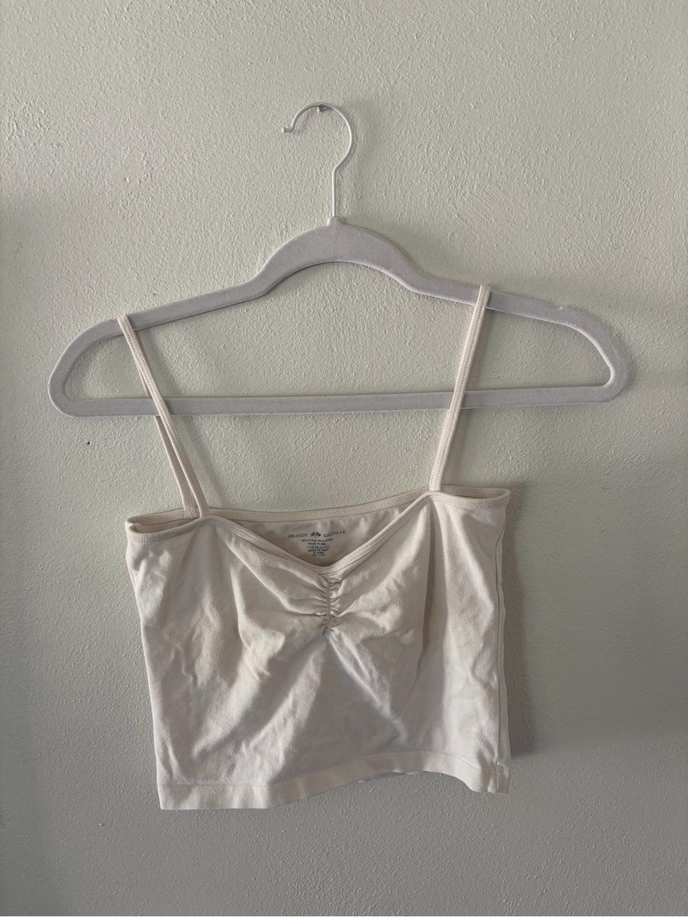 Brandy Melville Women’s white Ruched Front Cami Tank Top